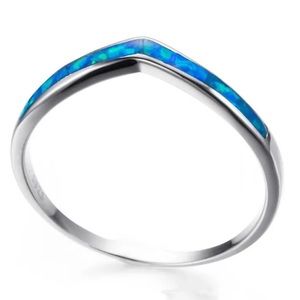 🆕 | Blue Simulated Opal | V-Ring | Size 10
